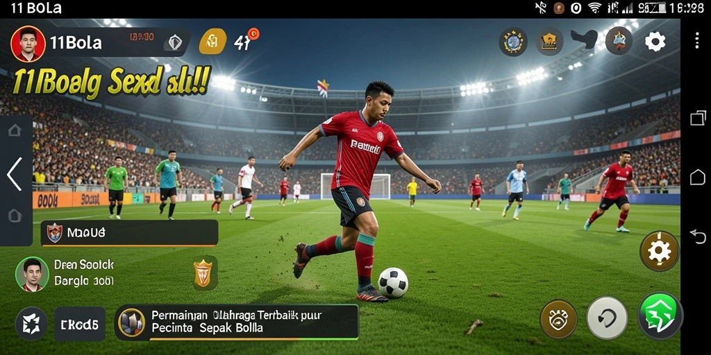 Tampilan gameplay seru di 11BOLA dengan aksi sepak bola nyata.