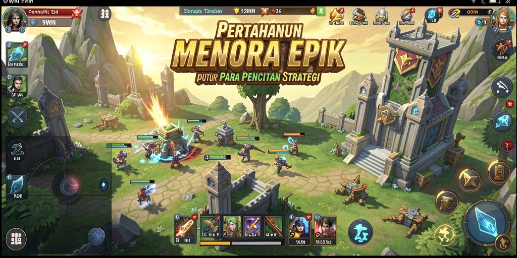 Tangkapan layar dari gameplay menegangkan di 9WIN Tower Defense.