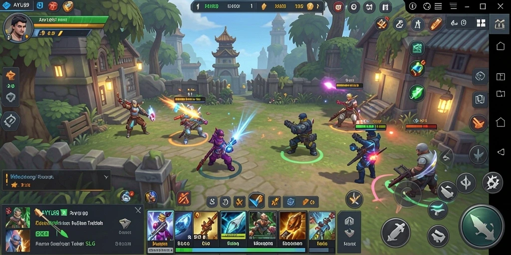 Screenshot gameplay AYU89 yang menggambarkan pertempuran strategis.