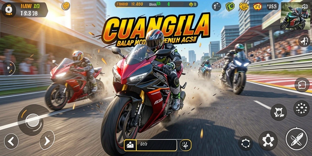 Tangkapan layar menunjukkan aksi balapan seru di CUANGILA.