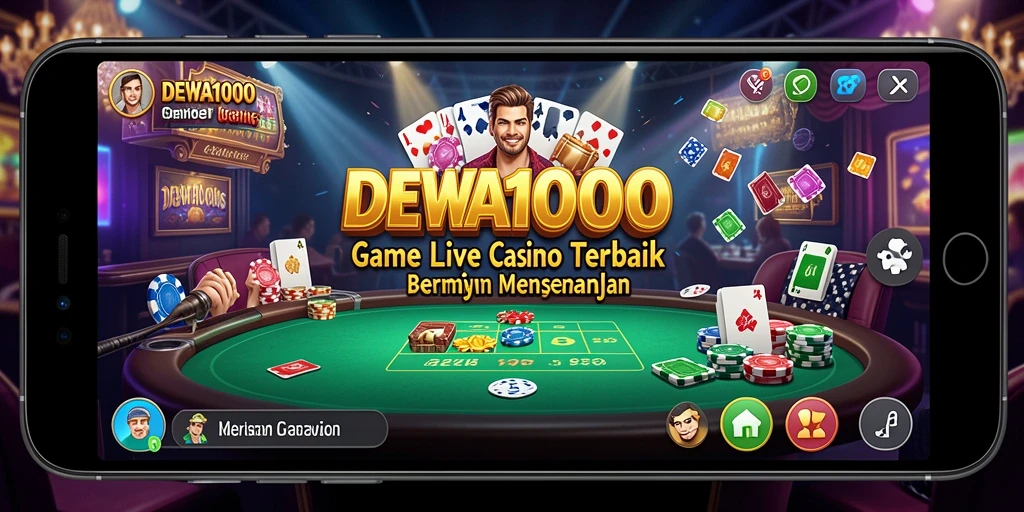 Screenshot DEWA1000 menampilkan dealer langsung dan permainan kasino yang mendebarkan.