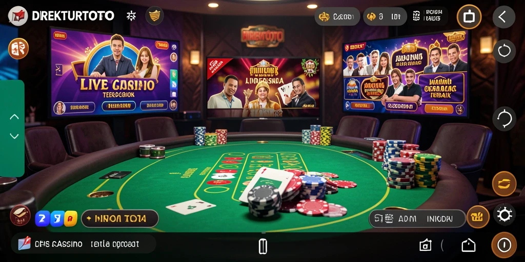 Screenshot DIREKTURTOTO menampilkan dealer langsung dalam permainan Live Casino yang seru.