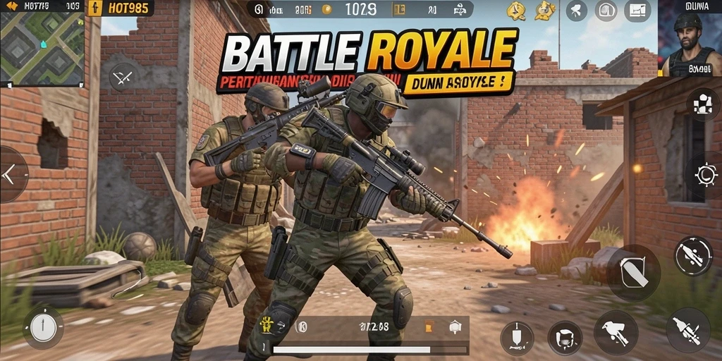Tampilan gameplay seru dalam pertarungan Battle Royale.
