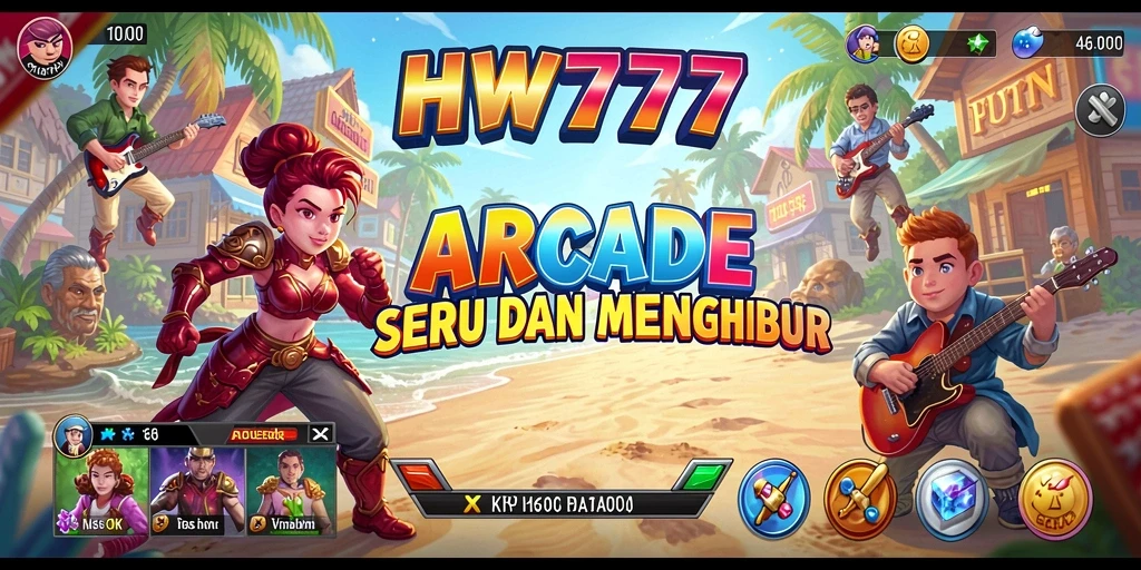 Tampilan gameplay seru HW777 dengan karakter menarik dan level menantang.