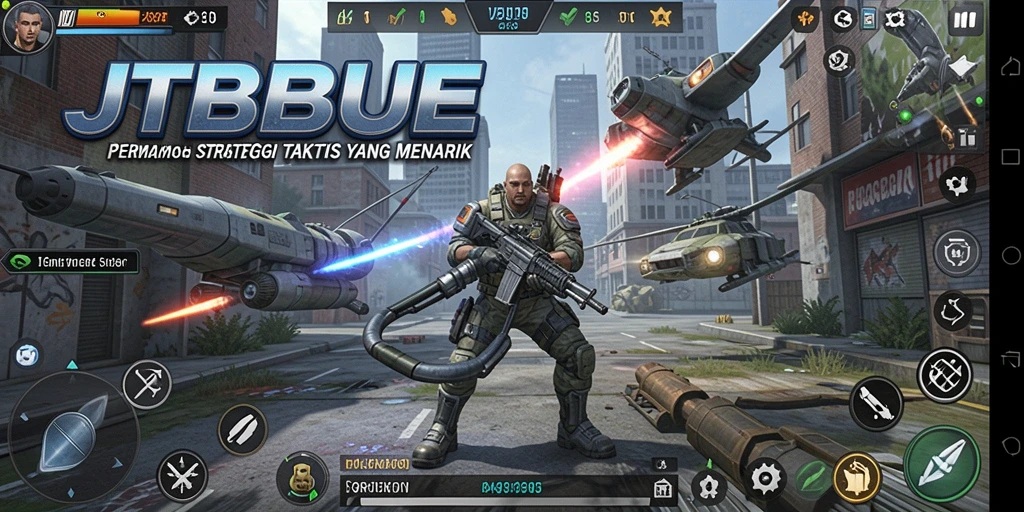 Tampilan utama JTBLUE yang menonjolkan aksi strategi mendebarkan.