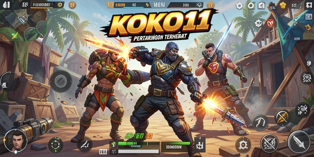 Screenshot permainan KOKO11 dengan aksi intens Battle Royale.