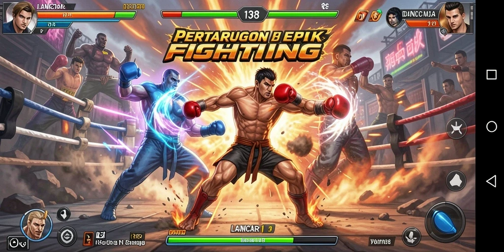 Tampilan gameplay mendebarkan dalam LANCAR138 dengan aksi pertarungan intens.
