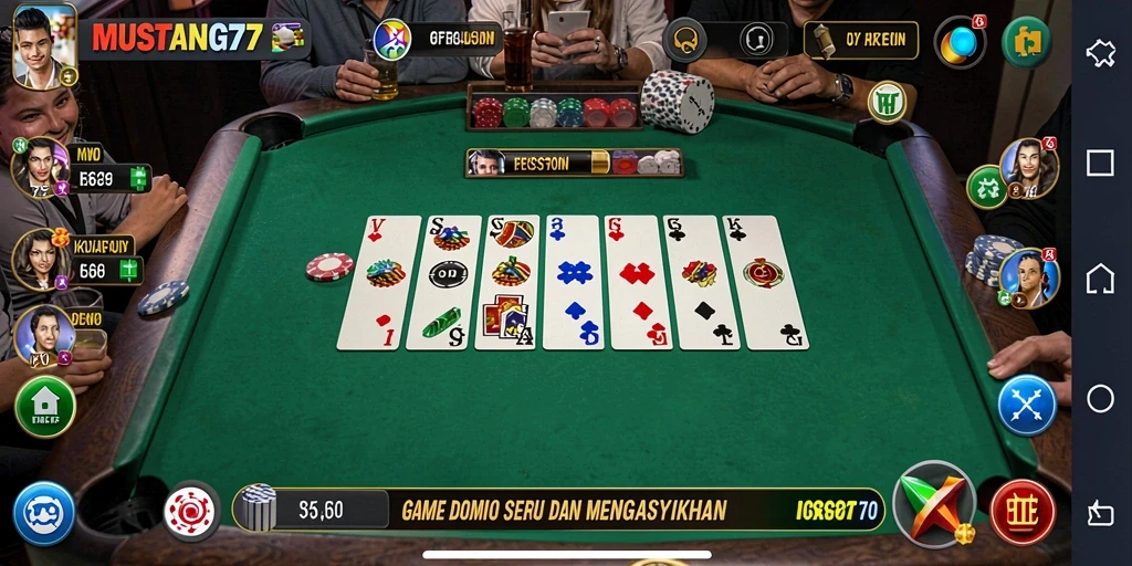Tampilan gameplay seru di MUSTANG77 saat bermain Domino.