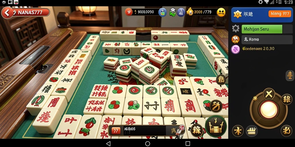 Tampilan gameplay menakjubkan di NANAS777 dengan ubin Mahjong.