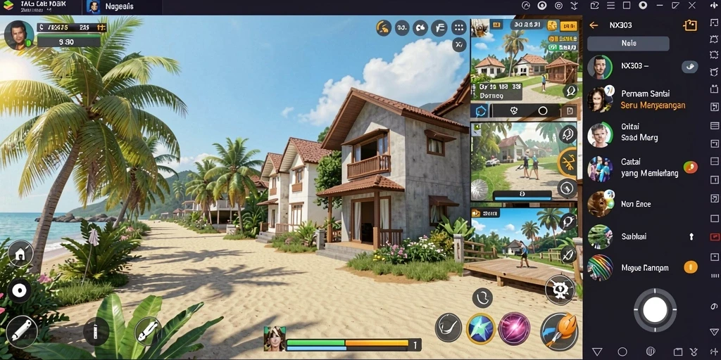 Tampilan gameplay NX303 yang santai dan penuh warna.