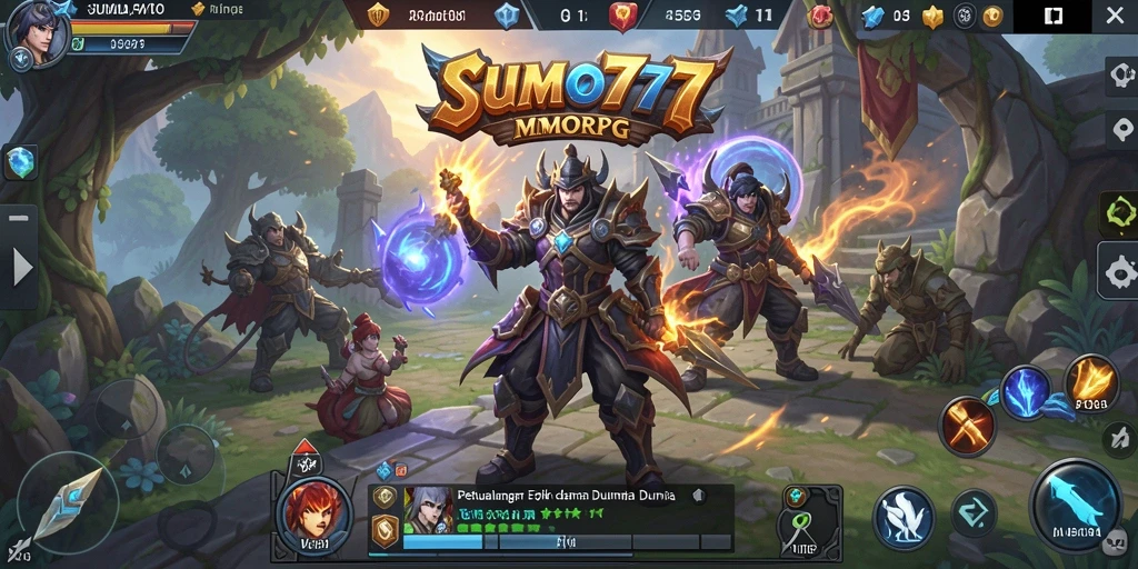Tampilan ilustrasi dari gameplay seru dalam dunia MMORPG SUMO777.