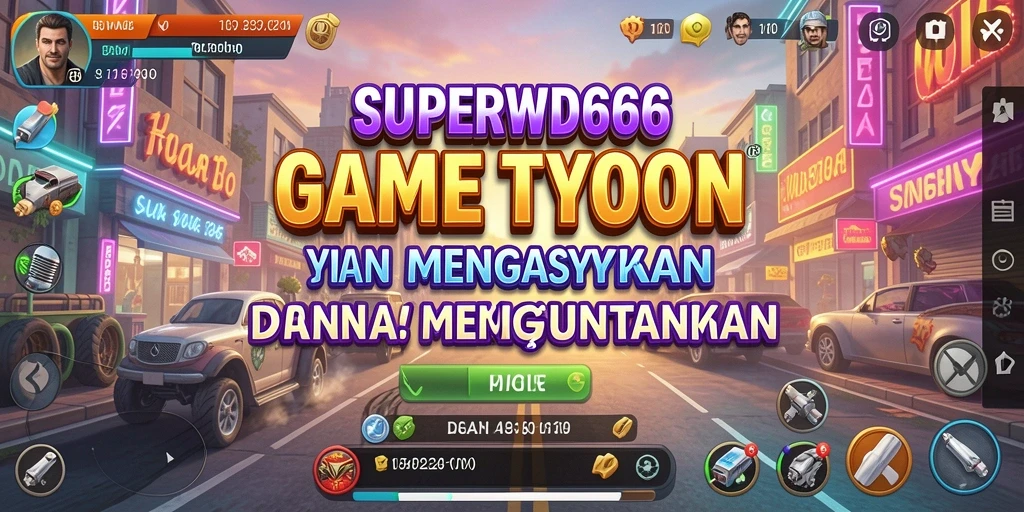 Tampilan gameplay <strong>SUPERWD666</strong> yang menekankan manajemen bisnis yang seru.