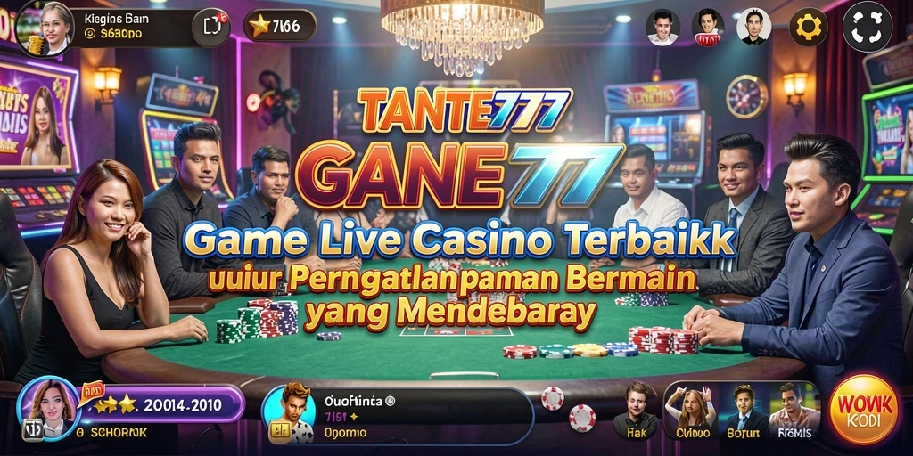 Screenshot gameplay TANTE777 yang menampilkan dealer langsung dan suasana kasino.