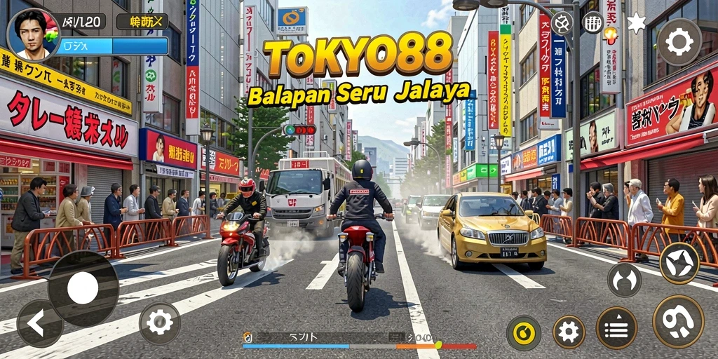Gameplay menegangkan di jalanan Tokyo saat balapan.