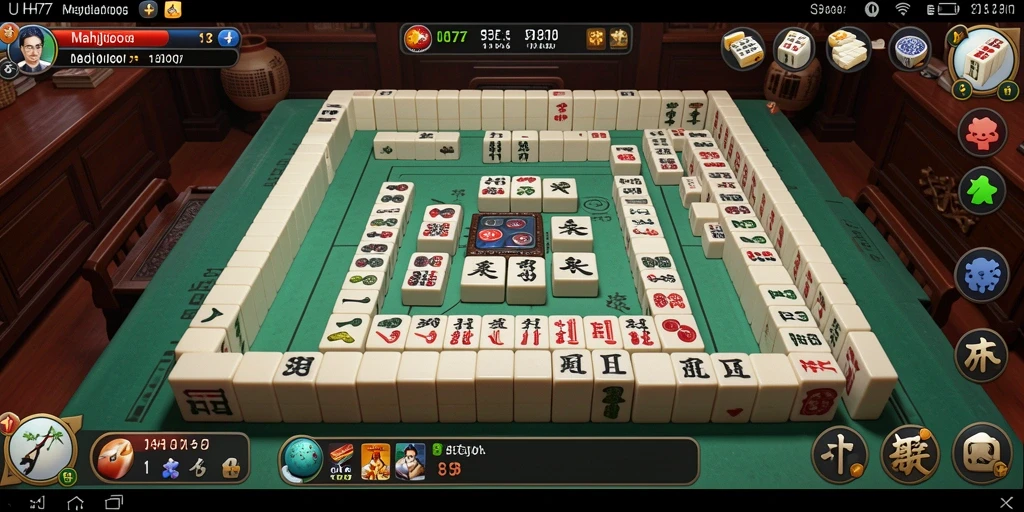Tangkapan layar UH77 menampilkan aksi permainan Mahjong yang mendebarkan.