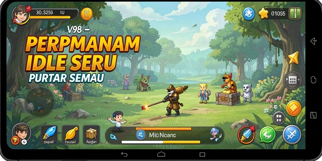 Tampilan gameplay V98 yang menarik dan interaktif dalam permainan Idle.