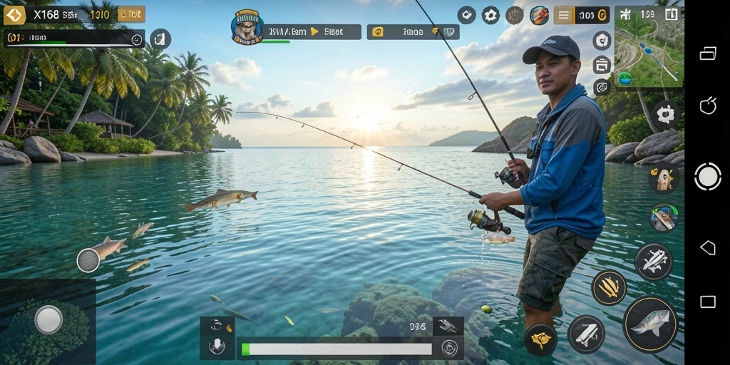 Tangkapan besar di layar, nikmati keseruan gameplay Fishing.